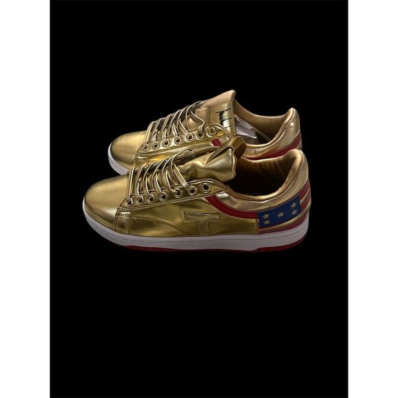 Trump Sneakers Men's Gold Patriotic Sneakers Size 7 - Picture 7 of 16